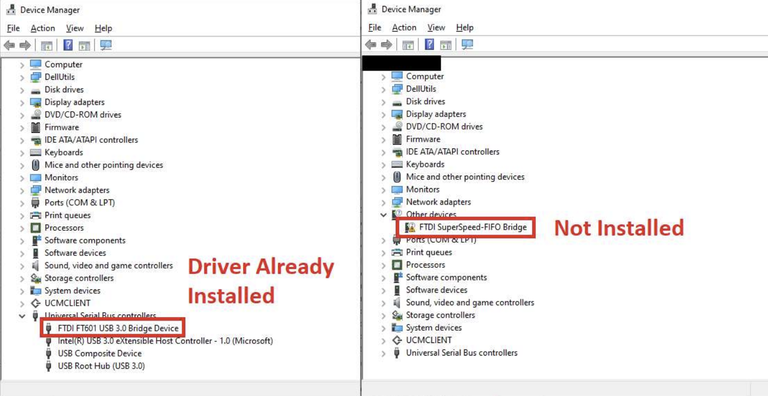 DATA driver installed and missing comparison